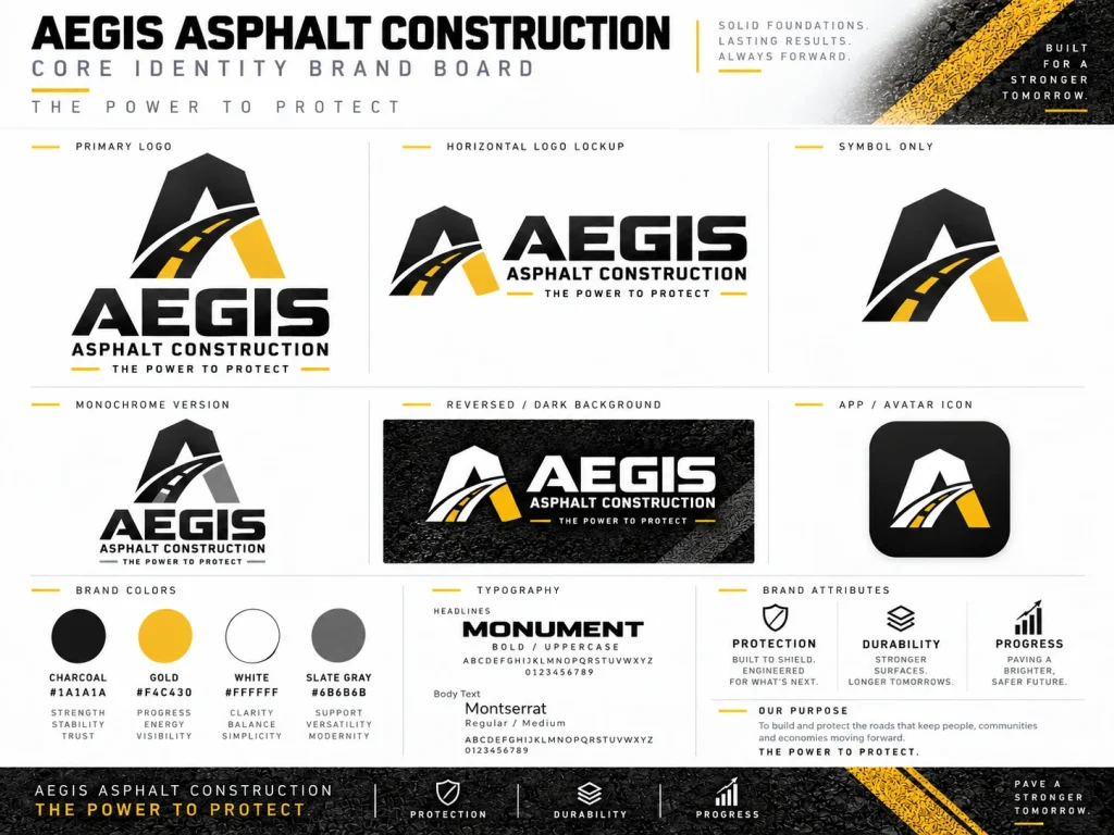 Aegis Asphalt Construction proposed brand concept