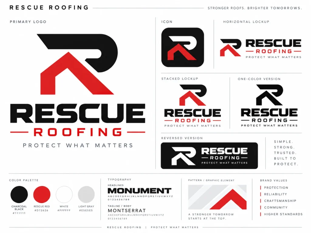 Rescue Roofing proposed brand concept