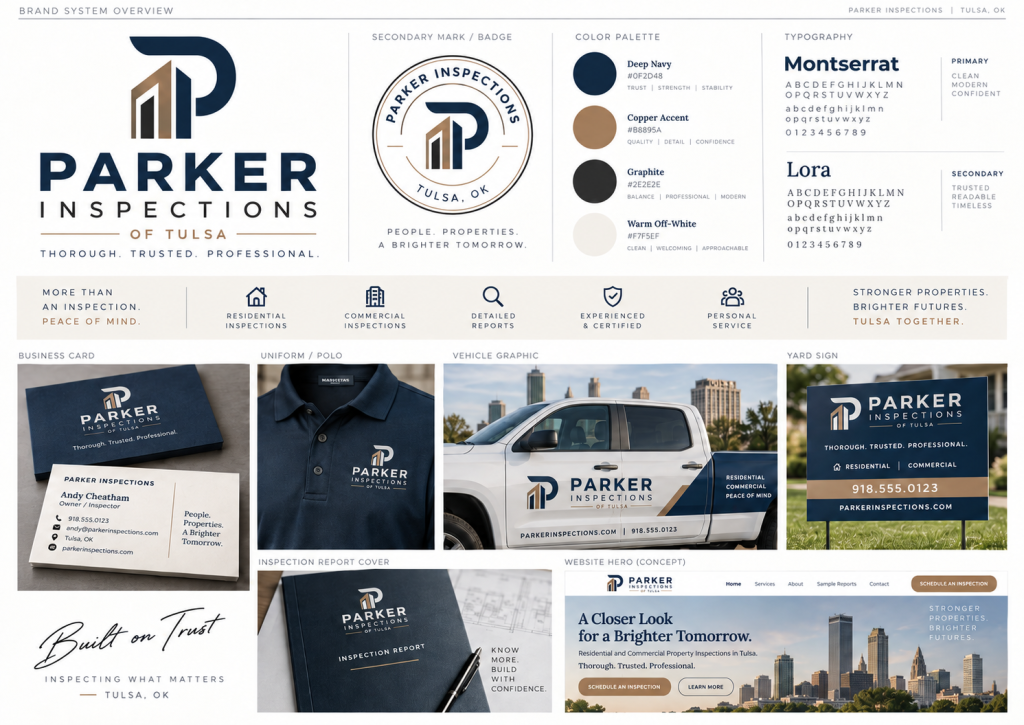 Parker Inspections of Tulsa proposed brand concept